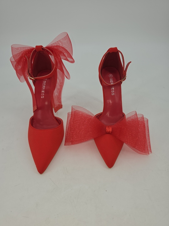 Berness Shoes - Red Bow Pointed-Toe Ankle-Strap Heels by BERNESS Womens Size 8 New